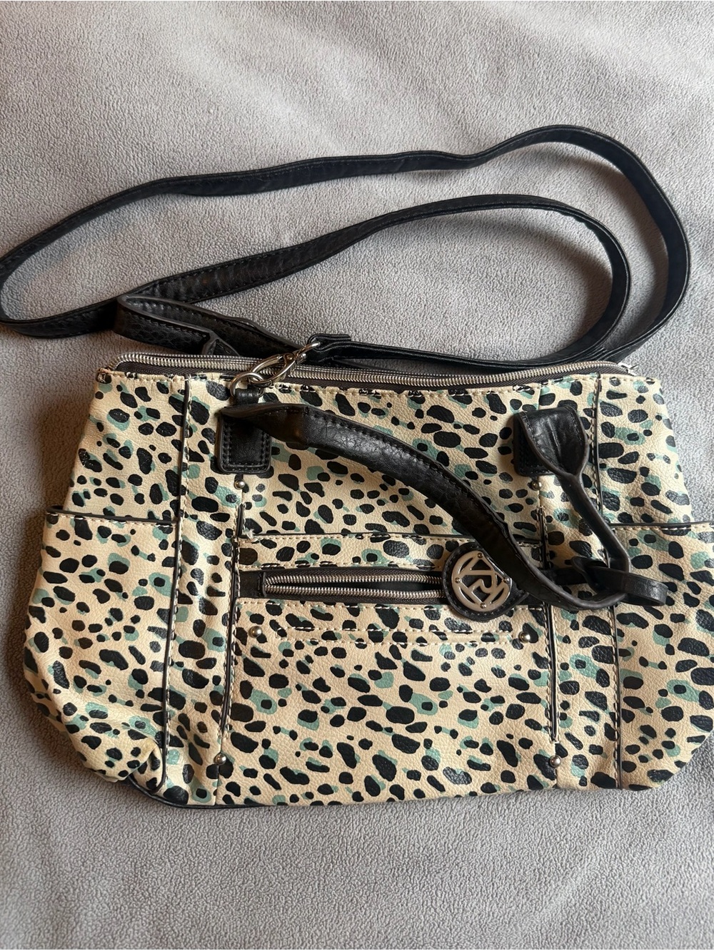 Relic Leopard-Print Crossbody Bag with Black Trim